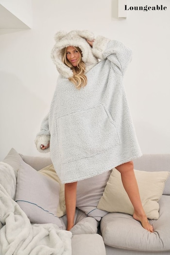Loungeable Grey Tipped Faux Fur Hood Borg Snuggle Hoodie (K63354) | £39