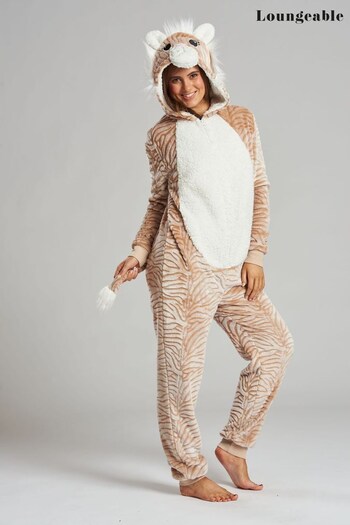 Loungeable Nude Tiger Fleece All-In-One (K63362) | £34
