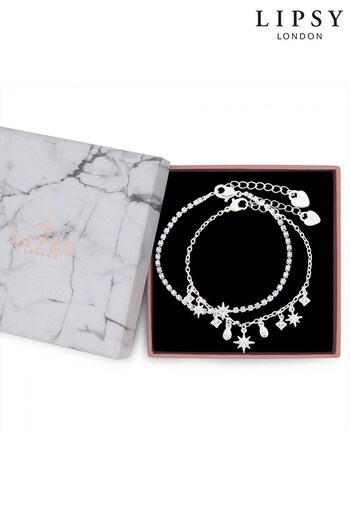 Lipsy Jewellery Silver Celestial Charm Bracelet - Gift Boxed (K63431) | £20