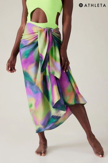 Athleta Purple Tie dye Alicia Keys Daybreak Printed Sarong Cover Up (K63529) | £52