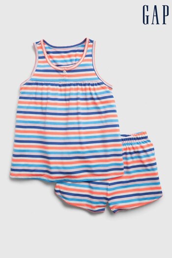 Gap Blue Stripe Pyjama Vest & Shorts Set (K63531) | £25