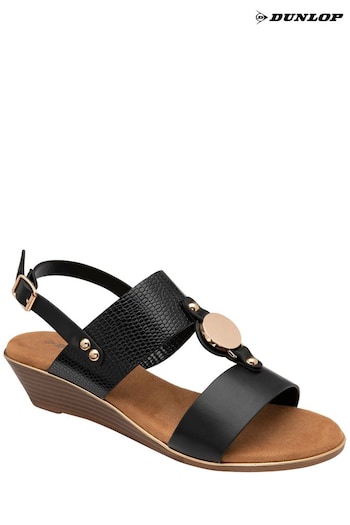 Dunlop Black Ladies Open-Toe Wedge Sandals (K63534) | £45