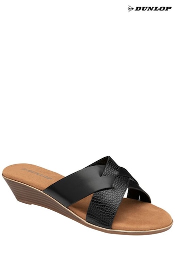 Dunlop Black Ladies Wedge Mule Sandals (K63540) | £45