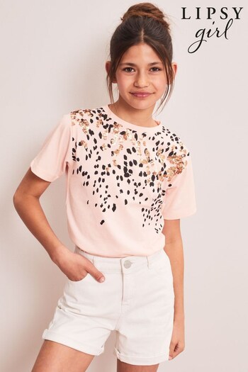 Lipsy Pink Leopard Graphic T-Shirt (K63560) | £14 - £20