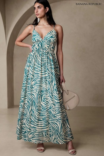Banana Republic Blue Rosalia Cotton-Silk Maxi Dress (K63662) | £175