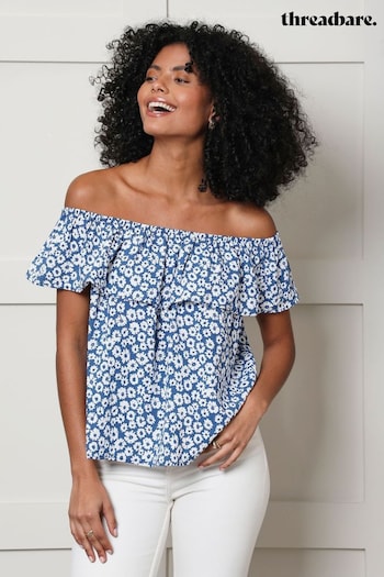 Threadbare Blue Off The Shoulder Bardot Top (K63874) | £26