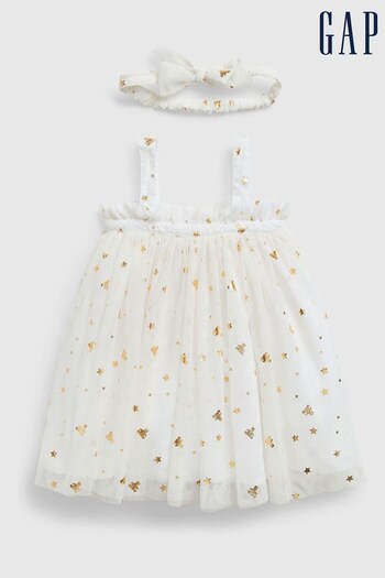 Gap White Metallic Brannan Bear Tulle Dress Set - Baby (K64094) | £30