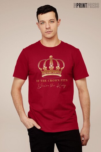 The Print Press Cardinal Red Coronation If The Crown Fits Gold Men's T-Shirt (K64108) | £22