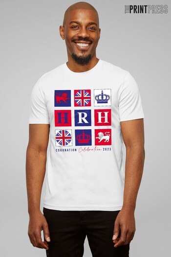 The Print Press White Coronation HRH Men's T-Shirt (K64112) | £22