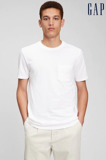Gap White Organic Cotton Short Sleeve Pocket Crew Neck T-Shirt (K64119) | £18
