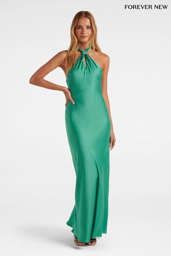 Forever New Green Yvette Knot Tie Neck Gown (K64138) | £110