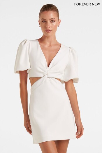 Forever New White Delta Diamante Cut Out Mini Dress (K64153) | £110