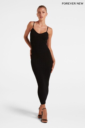 Forever New Black Charlie Corset Knit Dress (K64158) | £105