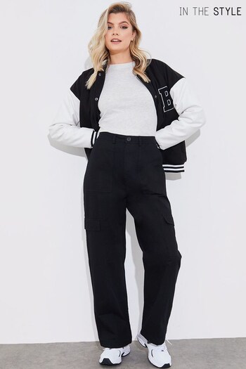 In The Style Black Straight Leg Cargo Trousers (K64284) | £35