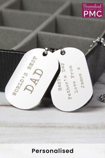 Personalised Double Dog Tag Necklace by PMC (K64301) | £25