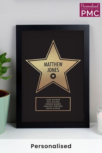 Personalised Star Award Black Framed Print by PMC (K64305) | £20