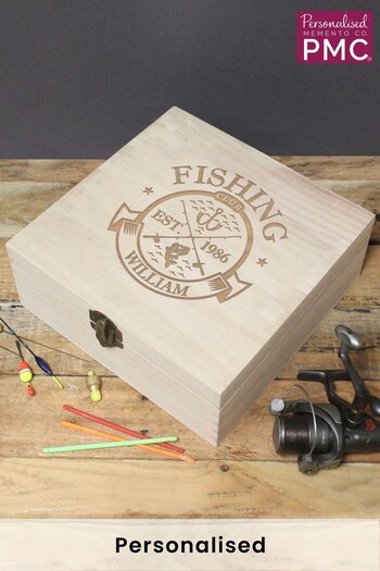 Personalised Fishing Club Wooden Storage Box by PMC (K64316) | £25
