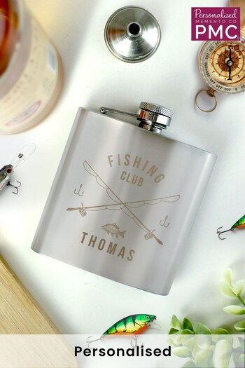 Personalised Fishing Club Stainless Steel Hip Flask by PMC (K64319) | £12