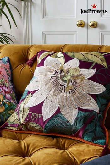 Joe Browns Blue Multi Beautiful Embroidered Floral Print Cushion (K64361) | £53