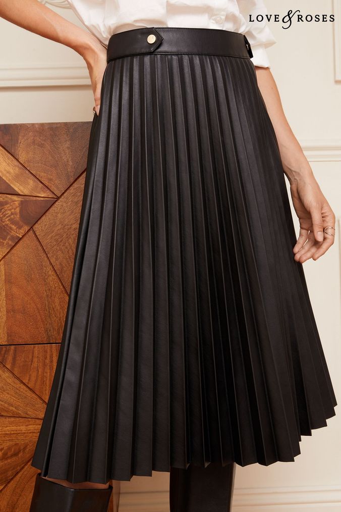 Buy faux leather top pleated skirt online
