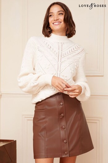 Laura Whitmore X Love & Roses Camel Faux Leather Mini Skirt (K64472) | £39
