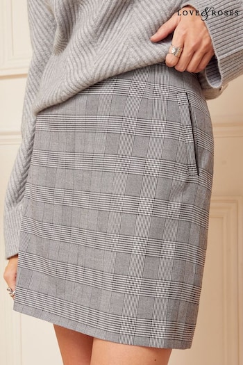 Love & Roses Grey Tailored Mini Skirt (K64545) | £36