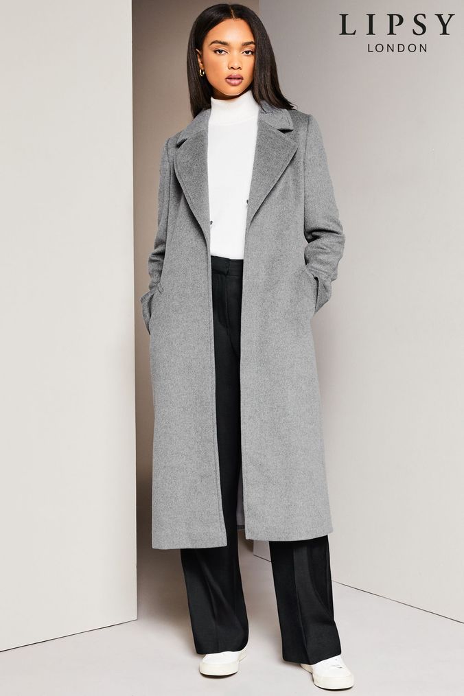 Lipsy contrast piping belted mac online