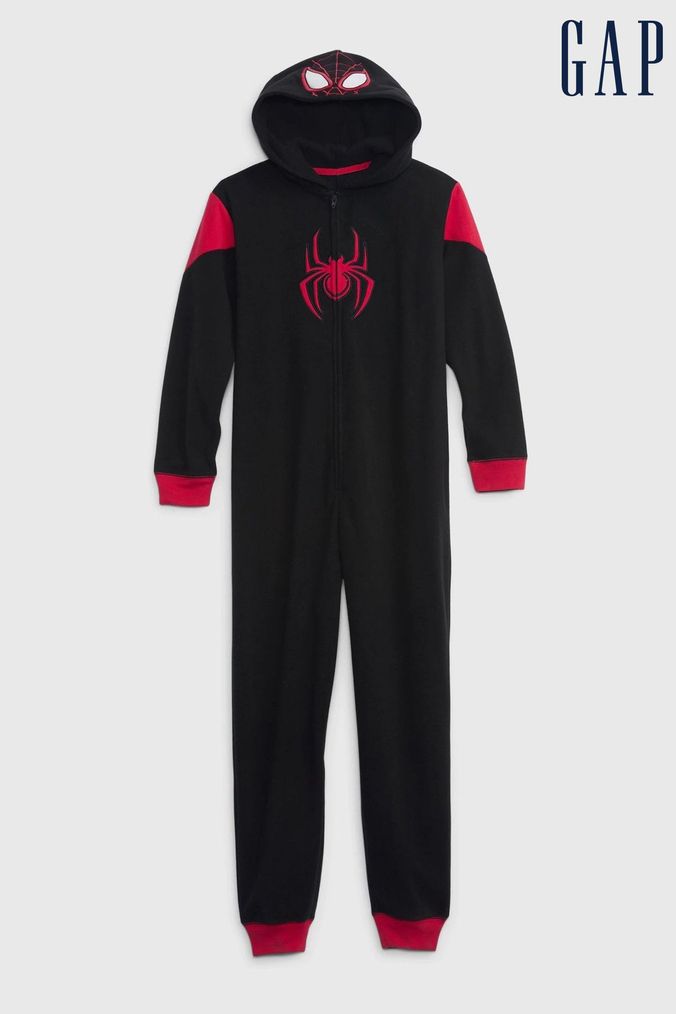 Gap Black Marvel Spiderman Footless One-Piece (K64599) | £35