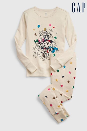 Gap Neutral Disney Mickey Mouse Long Sleeve Pyjama Set (K64633) | £28