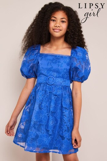Lipsy Cobalt Blue Puff Sleeve Occasion Dress (3yrs-16yrs) (K64809) | £52 - £60