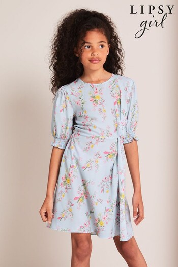 Lipsy Blue Floral Puff Sleeve Mini Dress (K64833) | £25 - £33