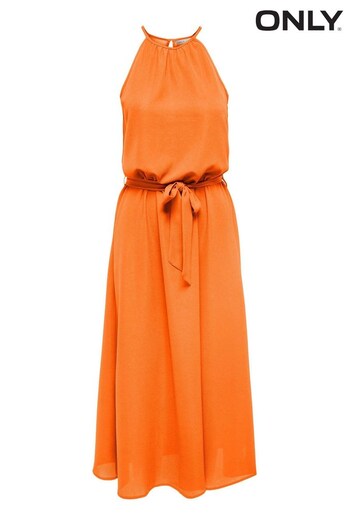 ONLY Orange Halter Neck Waisted Maxi Dress (K64991) | £30