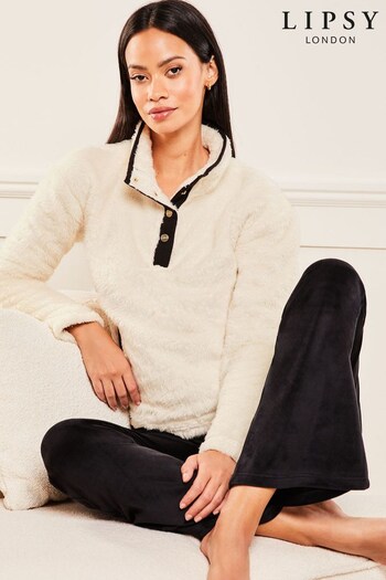 Lipsy Ivory White Tipped Button Through Cosy Jumper (K65003) | £32