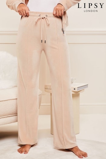Lipsy Pink Velour Tie Front Wide Leg Trousers (K65026) | £24