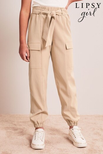Lipsy Camel Tapered Leg Belted Cargo Trousers Marucci (K65054) | £24 - £32