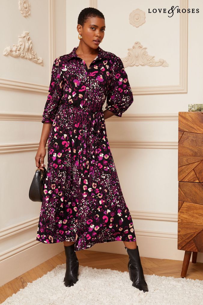Buy Women s Petite Shirt Dress 3 4 Sleeve Midi Online Next UK