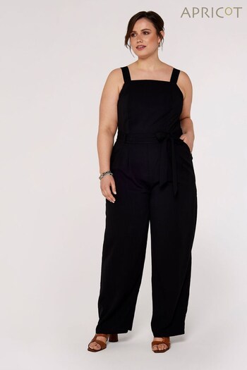 Apricot Black Dungaree Tie Waist Jumpsuit (K65066) | £42
