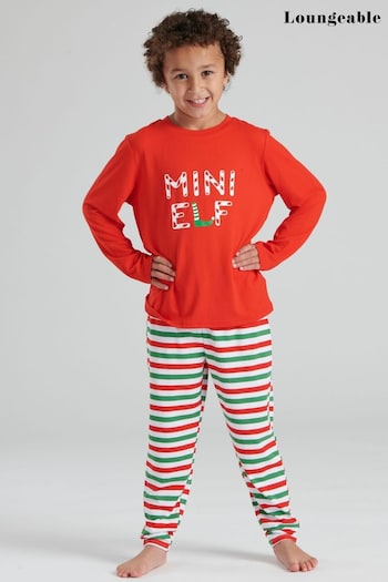 Loungeable Red 'Kids 'Mini Elf' Long Sleeve And Long Pant Pyjama Set (K65104) | £18