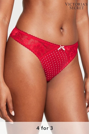 Victoria's Secret Lipstick Red Dot Print Smooth Thong Knickers (K65206) | £14