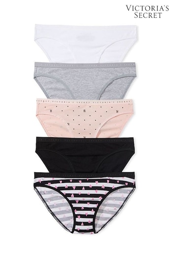Victoria's Secret Black/Pink/Grey/White Bikini Multipack Knickers (K65218) | £25