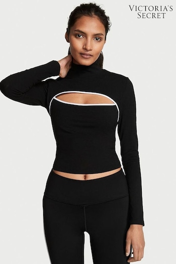 Victoria's Secret Pure Black Cutout Long Sleeved Top (K65225) | £29