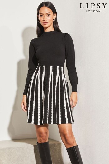 Lipsy Black/White 2 in 1 Fit and Flare Dress (K65303) | £58