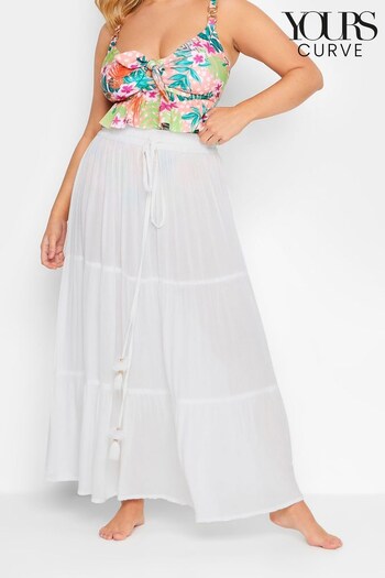 Yours Curve White Tiered Beach Skirt (K65418) | £24