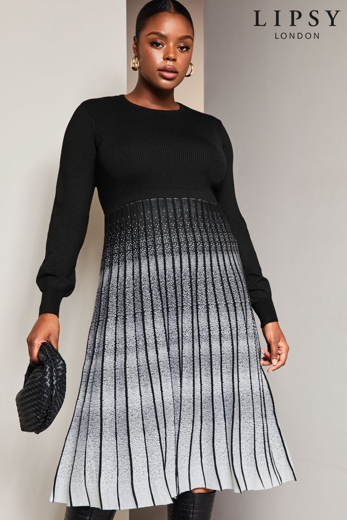 Lipsy stripe pleated shop dress