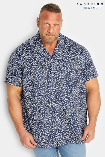 BadRhino Big & Tall Blue Floral Short Sleeve Shirt (K65568) | £28