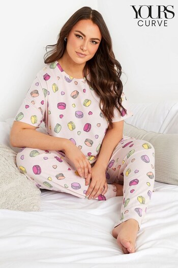 Yours Curve Pink Short Sleeve Tapered Pyjama Set (K65577) | £29
