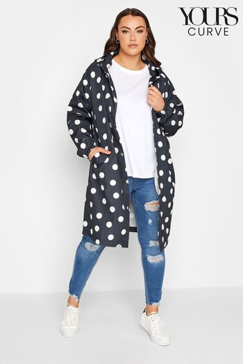 Yours Curve Blue Luxury Printed Front Pocket Raincoat (K65579) | £55
