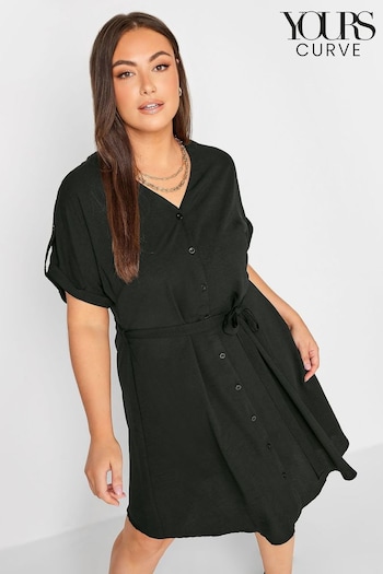 Yours Curve Black Utility Shirt Crew Dress (K65587) | £29