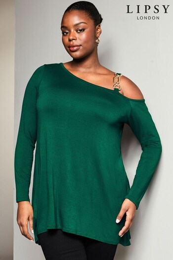 Lipsy Green Chain One Shoulder Long  Sleeve Tunic (K65709) | £36