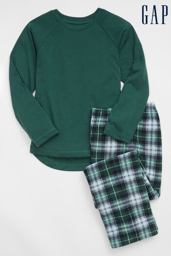 Gap Green Check Cosy Microfleece Kids Pyjamas (K65796) | £35
